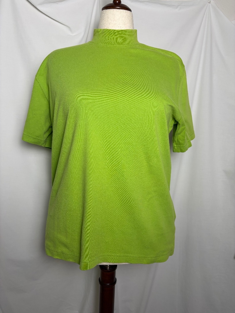 Lands' End Lime Green Short Sleeve Mock Neck Shirt Men's M (38-40)